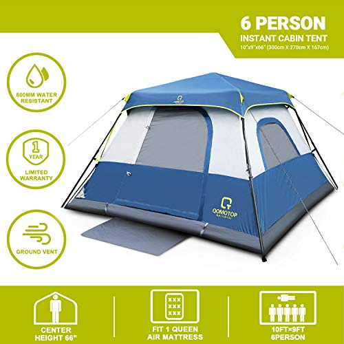 QOMOTOP Tent for Camping, Person Instant Tent Equipped with