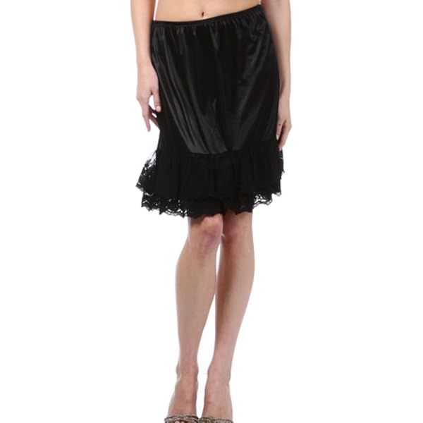 Women's Mini Lace Slip Skirt – Flowy Pleated Ruffle Layering Half Slip, Removable Lace Underskirt Shirt Extender For Dresses & Tops