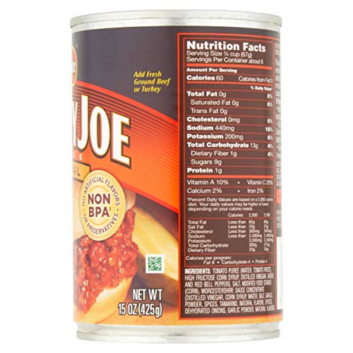 Del Monte Sloppy Joe Sauce Original 15 Oz (Pack of 6), Set of 3