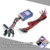 12 LED Lighting System Kit Steering Brake Smart Simulation Flash Lights for 1/10 Scale Models RC Car Yokomo Tamiya HSP HPI AXIAL RC4WD Traxxas