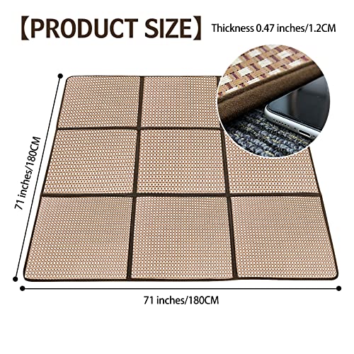 SHJADE Large Tatami Mat, 71'' X 71'' Futon Mattress, Foldable Rattan