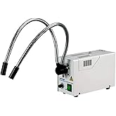 AmScope HL250-AY Dual-Gooseneck Fiber Optic Stereo Microscope Light, 150W Halogen Light Source, 110V-120V