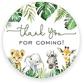 2" Round Wild Safari Favor Stickers for Birthday and Baby Shower - Set of 40 (Palm Leaves)