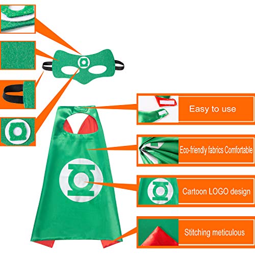 AMASKY Superhero Dress Up Costume Set, Double-Sided Satin Capes with Felt Masks for Kids (Lantern-Wonder Woman)