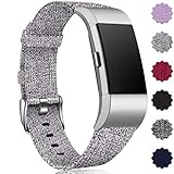 Maledan Compatible with Fitbit Charge 2 Bands for Women Men, Small, Light Grey