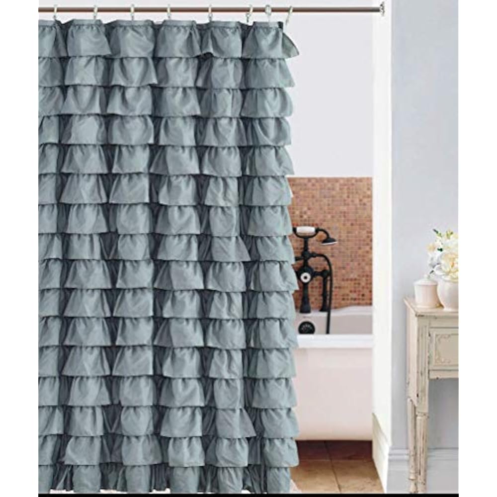 Waterfall Shower Curtains Silver Ruffled Home " Kitchen eBay