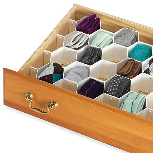 JIAKAI Honeycomb Drawer Organizer,Partition Bee Style Underwear Socks Bras Ties Belts Scarves Drawer Divider Cabinet Clapboard(White-1pcs)
