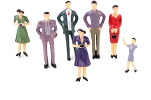 Letturn 50Pcs Plastic People Figures 1:32 Sitting Standing Figures for Park Train Layout Scenes