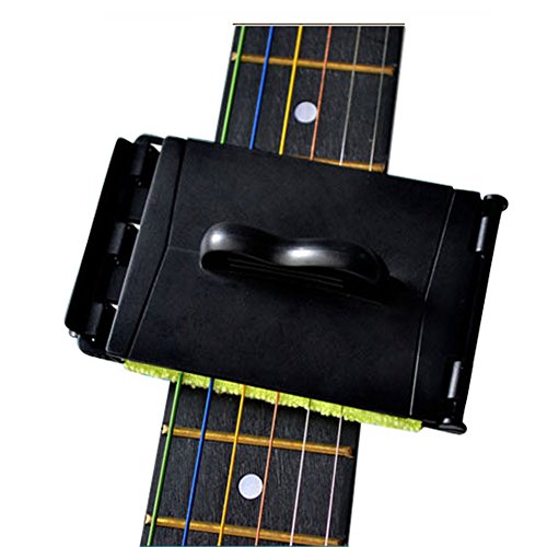 Elrido Guitar String Cleaner Music Instruments String Cleaner for Electric Bass Guitar Free Extra Cloth (Black Color)