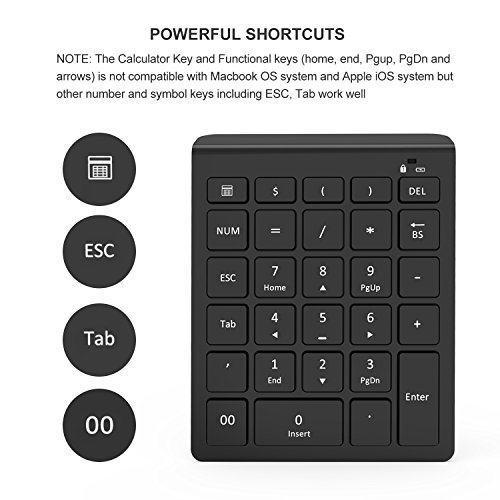 Wireless Number Pad, Vive Comb 28Key External Numeric Keypad Slim