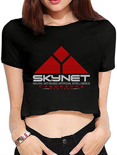 Mieba Women's Skynet Fashion Summer Dew Navel ?T Shirts ? ?Black