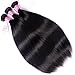 Grace Length Straight 3 Bundle Human Hair 16 18 20 Inch Three Bundles Double Weft High Elasticity Hair Extensions 100% Unprocessed Brazilian Human Hair for Women (Natural Color)