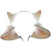 Vaveren Lamb Ear Headband Cosplay Lovely Animal Ears Headband for Animal Themed Parties White