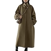 chouyatou Women's Winter Hidden Single Breasted Wool Coat Raglan Sleeve Business Long Wool Overcoat