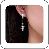 Vacaonio Sparkly Silver Rhinestone Teardrop Earrings Long Crystal Drop Earrings Cz Wedding Bridal Earrings Dangle Rhinestone Earrings Crystal Chandelier Earrings Jewelry for Women