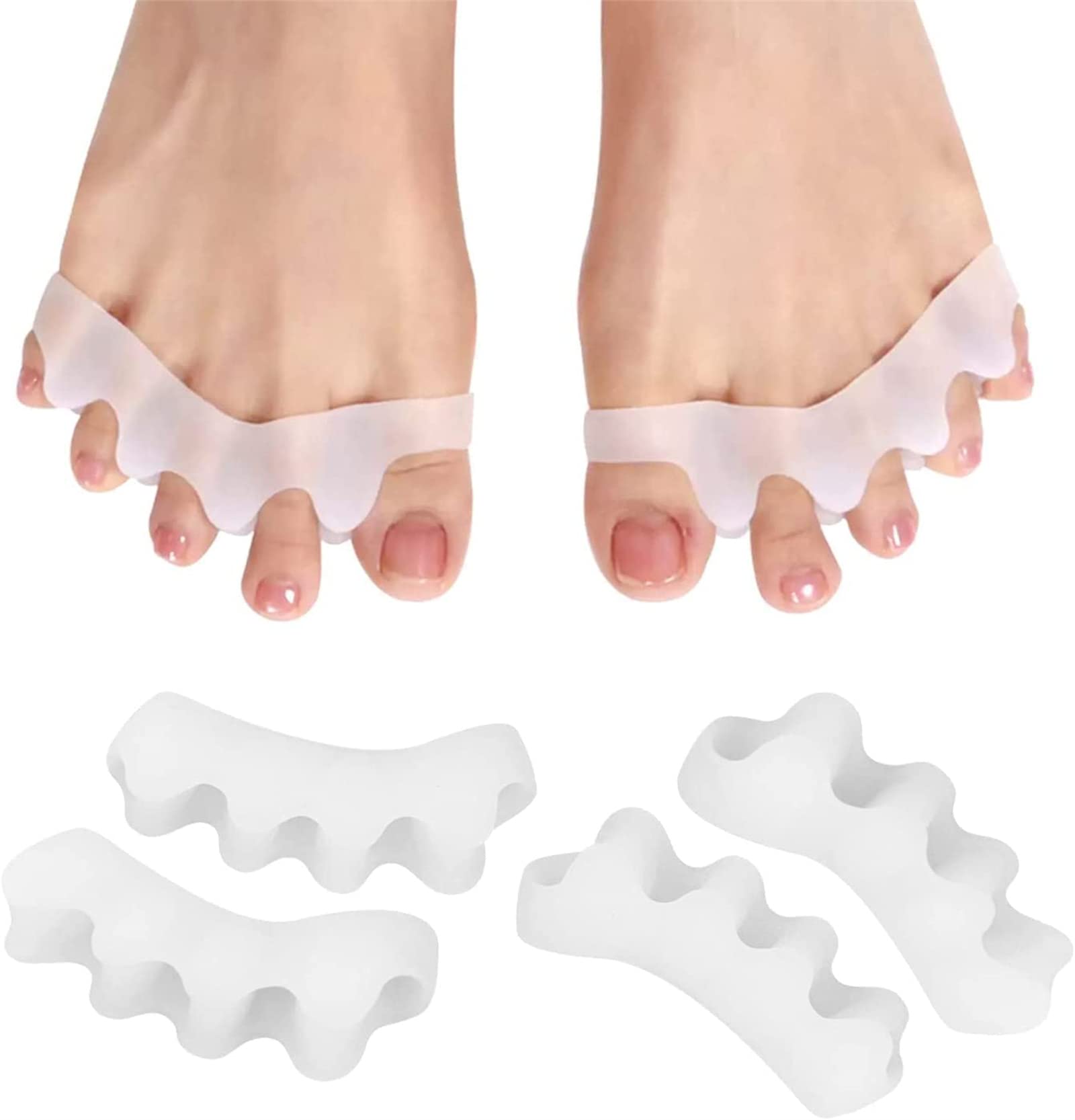 salefun 2 Pair Toe Separators, Gel Toes Corrector Straightener for Bunion, Hammer Toes, Claw Toes and Overlapping Toes, Super Soft Toe Stretchers with Medical Grade Silicone