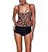 Uideazone Women Floral Swimwear Bikini Set Peplum Push Up High Waist Swimsuit Tankini