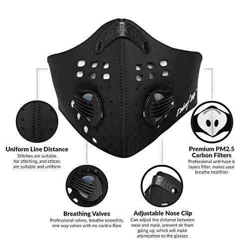 Debrief Me Power Life Anti Pollution Mask |+ 4 Filters| 99% Blocked with Powerful Advanced N99 Respirator Breathing Mask -Comfy Cushioned Nose Neoprene Mask for Smoke, Pollution, Dust, Allergies - Thumbnail 6