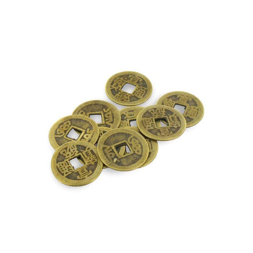 lachineuse - 10 Chinese Fortune Coins - Lucky Coins - Lucky Sapeques - Copper Color - Asian Gift Idea - Coins with Holes - Symbol of Wealth and Fortune