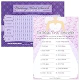 Bridal Shower Two Games In One - Wedding Word Search and Bridal Firsts Unscramble - (18 ct)