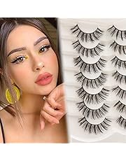 Veleasha Lashes 7 Pairs Pack Faux Mink Eyelashes Natural Fluffy Volume False Eye Lashes for Women