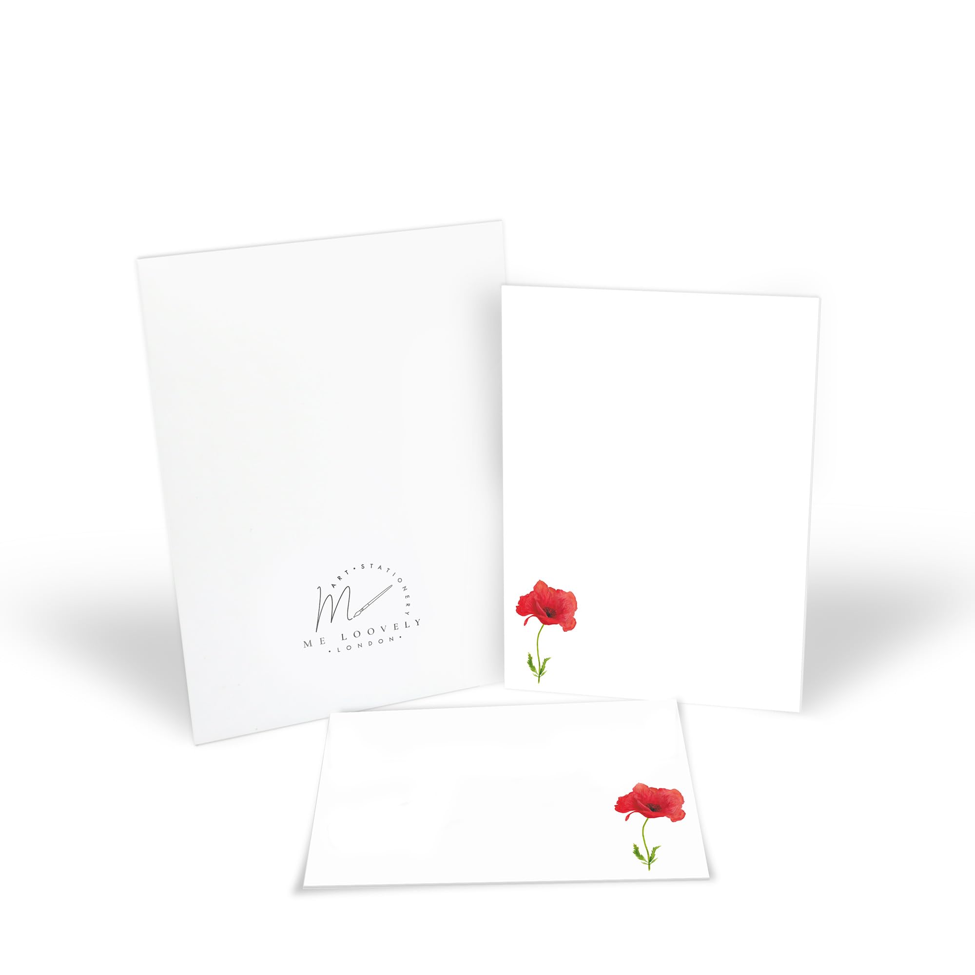 Me Loovely Red Poppy Letter Writing Paper and Envelopes A5 Size Floral Papers Luxury Stationery Supplies for Home Office & School | Christmas Gifts (Pack of 10 with Gift Envelope)