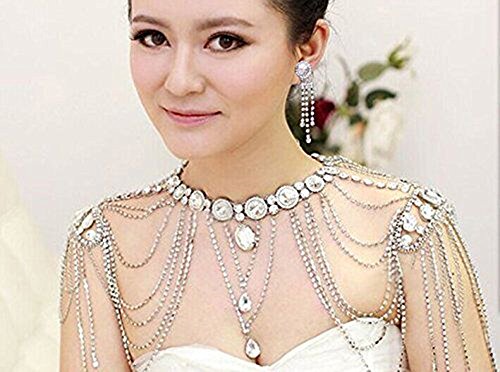 Onebest Wedding Bridal Women Crystal Rhinestone Shoulder Body Chain Necklace Jewelry