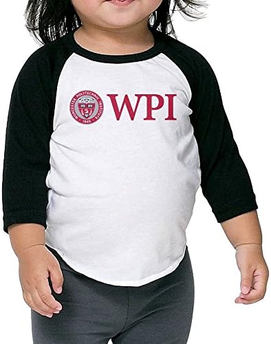 MAYOYIAII Worcester Polytechnic Institute Logo 3/4 Sleeve Raglan Baseball T Shirts For Kids Black