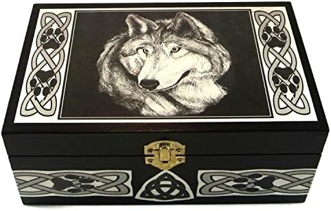 Celtic Wolf Totem Keepsake Box with Custom Message Option by Dragon Star Creations LR2995