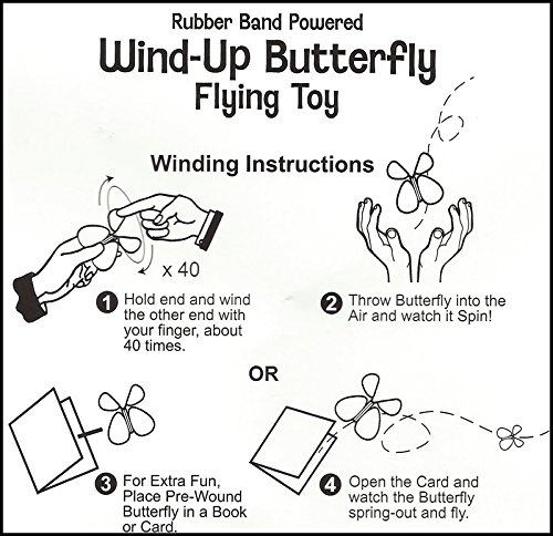 Insect Lore Rubber Band Powered Wind Up Butterfly Flying Toy by Insect Lore