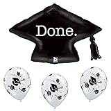 Black and White Graduation Party Grad Cap Balloon Bundle