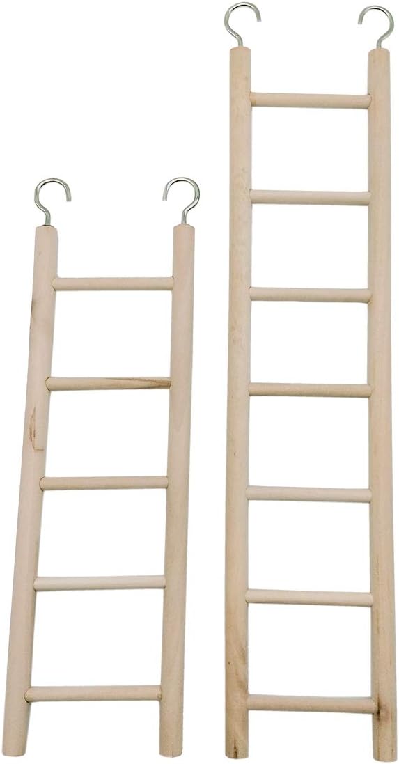 LWINGFLYER 2pcs Wooden Ladder for Bird Parrot Ladder Climbing Toy Birdie Basics (5 Step & 7 Step) : Pet Supplies
