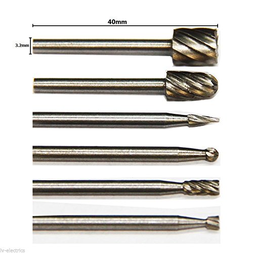 Noblik 6PCS HSS Rotary Multi Tool Burr Routing Router Bit Mill Cutter Attachment for