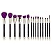 Jessup 15pcs Purple/Darkviolet Makeup Brushes Set Powder Foundation Eyeshadow Eyeliner Lip Contour Concealer Smudge Brush Tool T114