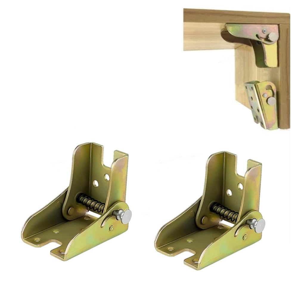 LYTIVAGEN 2 PCS Foldable Support Bracket Self-Locking Hinge Hot Rolled Steel Folding Brackets for Folding workbenches, Kitchen Folding Table Extensions, beds, Tables, Furniture (45mm Width)