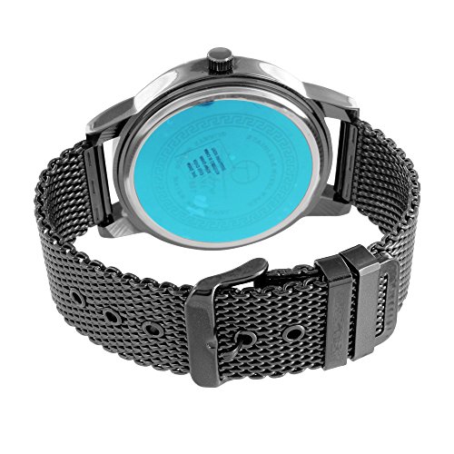 Mens-White-CZ-Watch-Black-PVD-Coating-Mesh-Band-Stylish-Celeb-Watch-Jojino