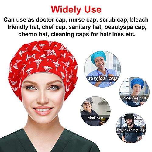4 Bouffant+Button+Sweatband+Adjustable+Working