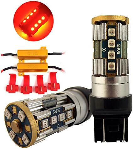 Huizen Super Bright 3000 Lumens 7443 (7440/7444/T20/992/W21W/WY21W) LED Light Bulb (Red) CanBus Error Free Replacement w/Load Resistor Decoder for Tail Brake Stop Lights (2 Pack)