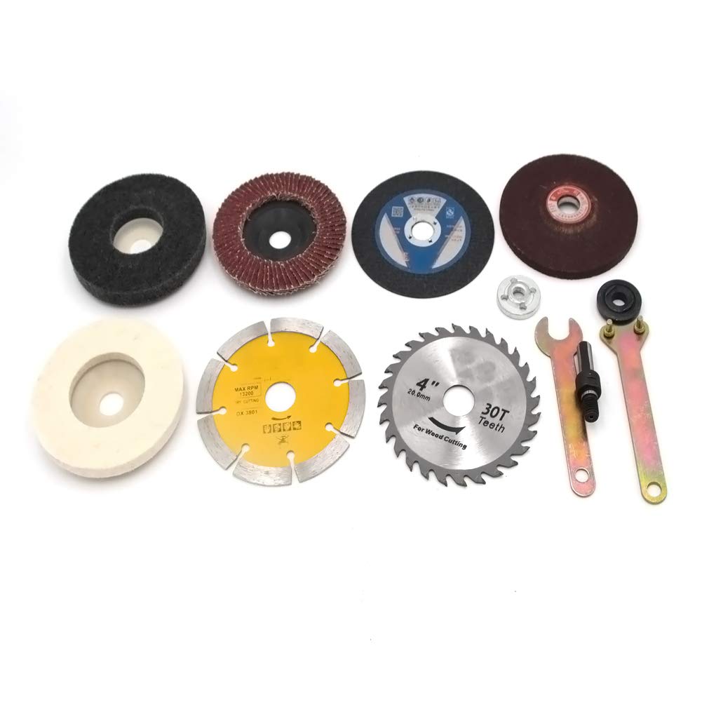 Chiloskit 10 pcs Electric Drill Change to Angle Grinder Conversion Accessories With Cuttoff Wheel Polishing Grinding Disc Accessories Woodworking Metal Kit