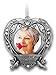 Heart Photo Christmas Ornament - I Thought of You with Love Today - Memorial Xmas Tree Decoration - Silver Filigree with Jewels -1.5