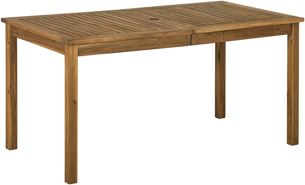 Walker Edison Furniture Company AZWSDTBR 6 Person Outdoor Patio Wood Rectangle Dining Table All Weather Backyard Conversation Garden Poolside Balcony, Brown : Garden & Outdoor