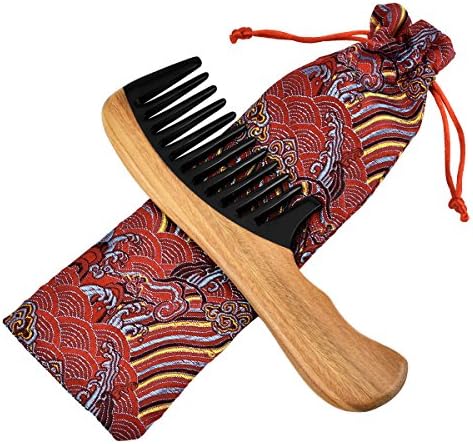 Comb for Beard, Moustache and Hair, Premium Quality Green Sandalwood Hair Comb with Wide Tooth, Anti-Static Natural Aroma wood Comb,Hair Detangler Comb,Handle Detangling Comb