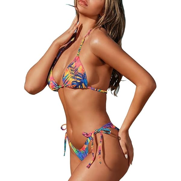 Bikini Top Triangular Con Tanga - Estampado Floral, Correas Ajustables Y Almohadillas Extraíbles
