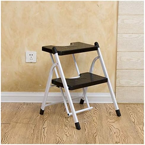 Qujifangtd Step Stool, Plastic Portable Foldable 2/3 Step Ladder 100kg Capacity Compact Anti Slip Mat Stepper (color : BLACK, Style : 2 tiers)