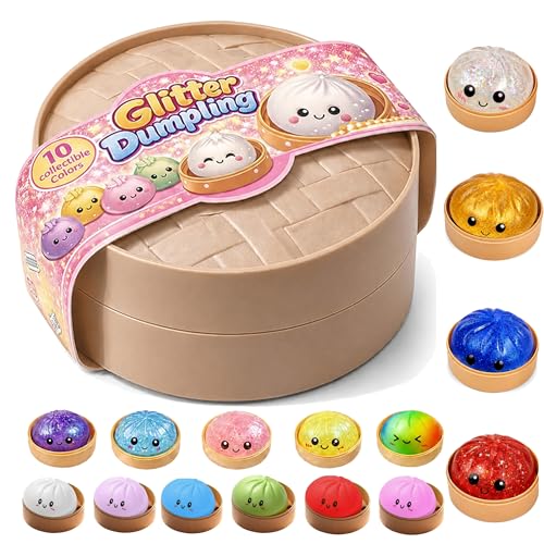 Glitter Dumplings - Rainbow Glittering Dumpling Squishy Mystery Box，Mystery Dumplings Squishy Glitter (Blind Box)