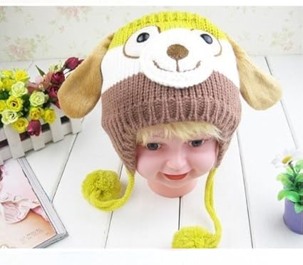 Bonnet Bebe Double Animal Chien Avec Oreilles Jaune Amazon Fr Bebes Puericulture