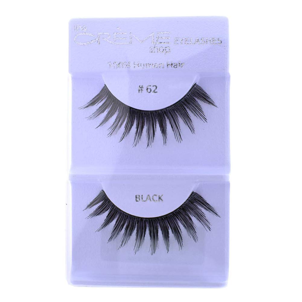 6 Pairs Cr&egrave;me 100% Human Hair Natural False Eyelash Extensions #62