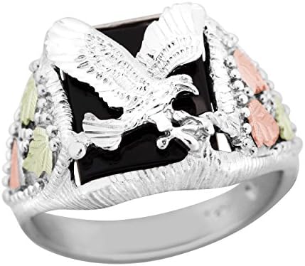 on Silver Mens Onyx and Eagle Ring