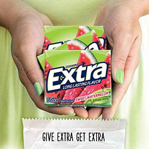 EXTRA Gum Sweet Watermelon Sugarfree Chewing Gum, 15 Pieces (Pack of 10