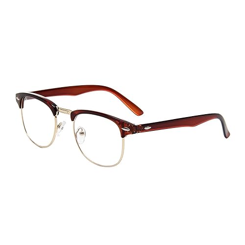 Shiratori New Vintage Fashion Half Frame Semi-Rimless Clear Lens
